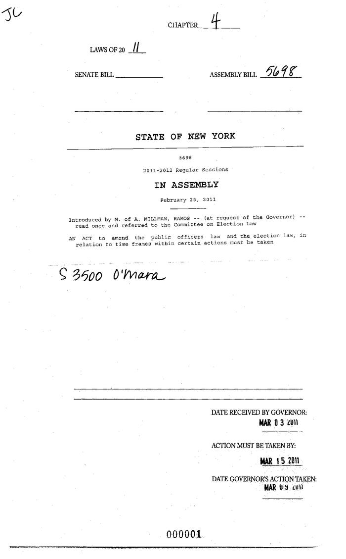 NYS Bill and Veto Jackets: 2011, Chapter 4