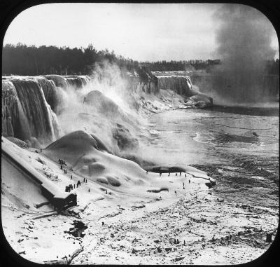 Panorama from Upper Bridge of Ice Bridge at Niagara Falls