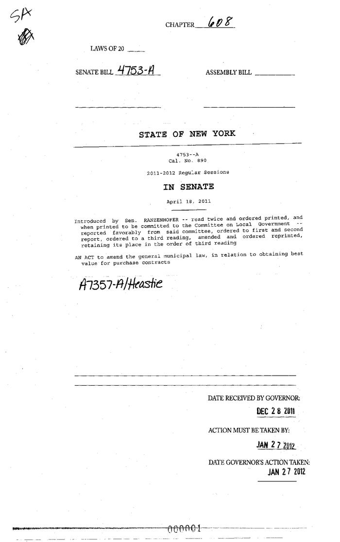 NYS Bill and Veto Jackets: 2011, Chapter 608