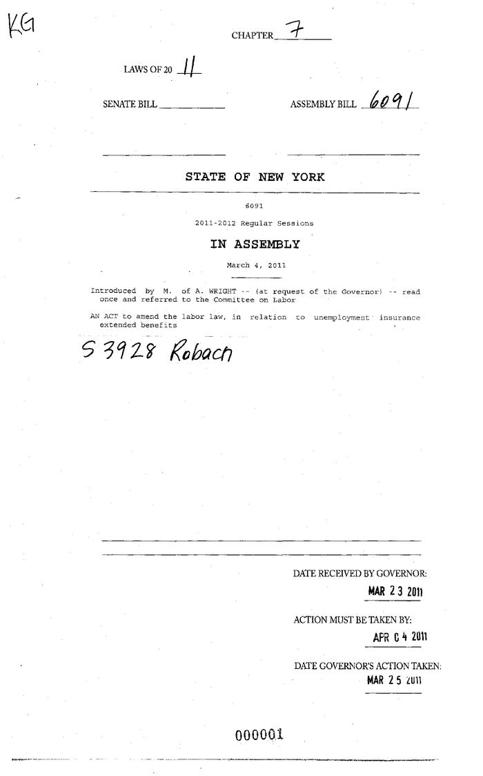 NYS Bill and Veto Jackets: 2011, Chapter 7