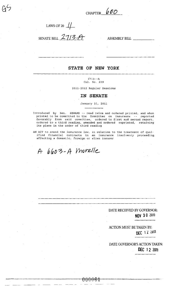 NYS Bill and Veto Jackets: 2011, Chapter 600