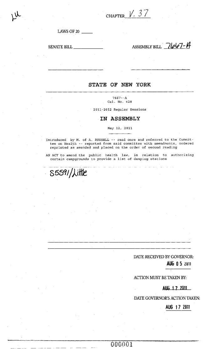 NYS Bill and Veto Jackets: 2011, Veto 37