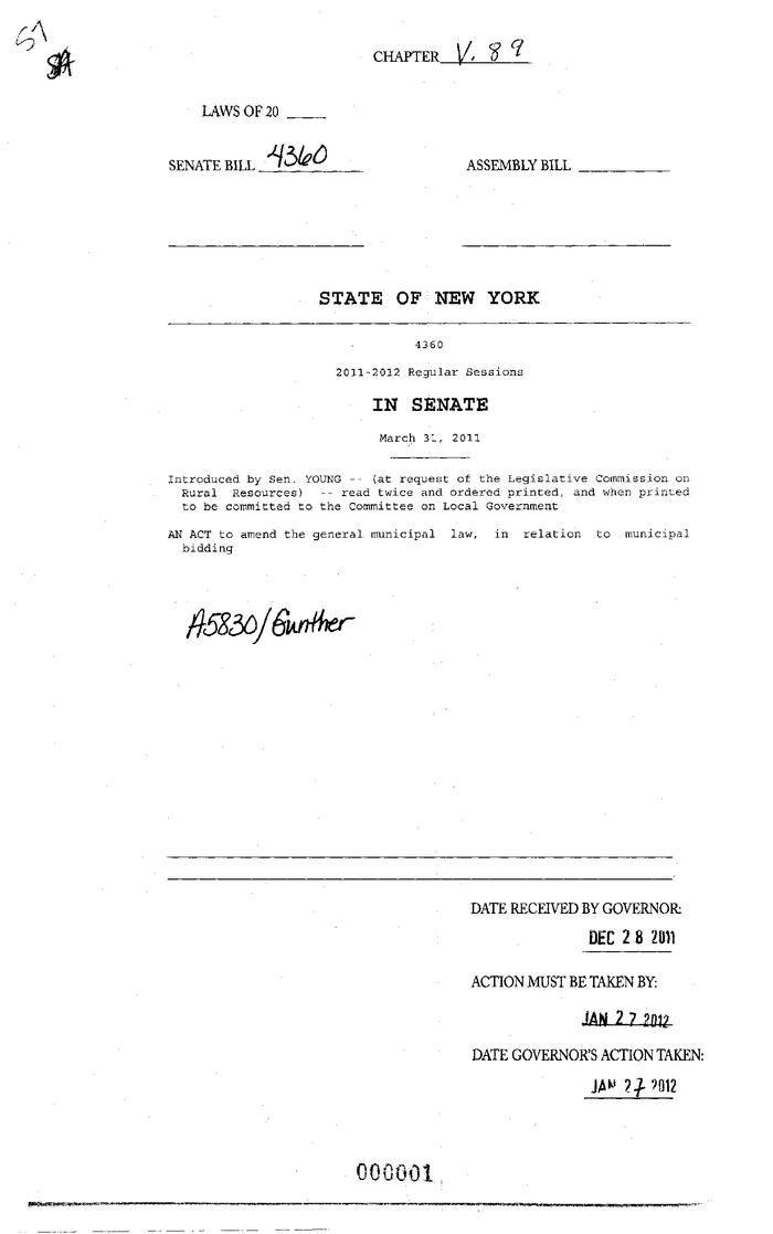 NYS Bill and Veto Jackets: 2011, Veto 89