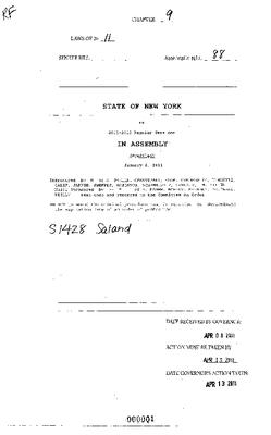 NYS Bill and Veto Jackets: 2011, Chapter 9