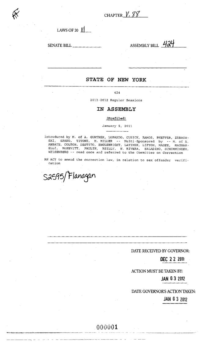 NYS Bill and Veto Jackets: 2011, Veto 88