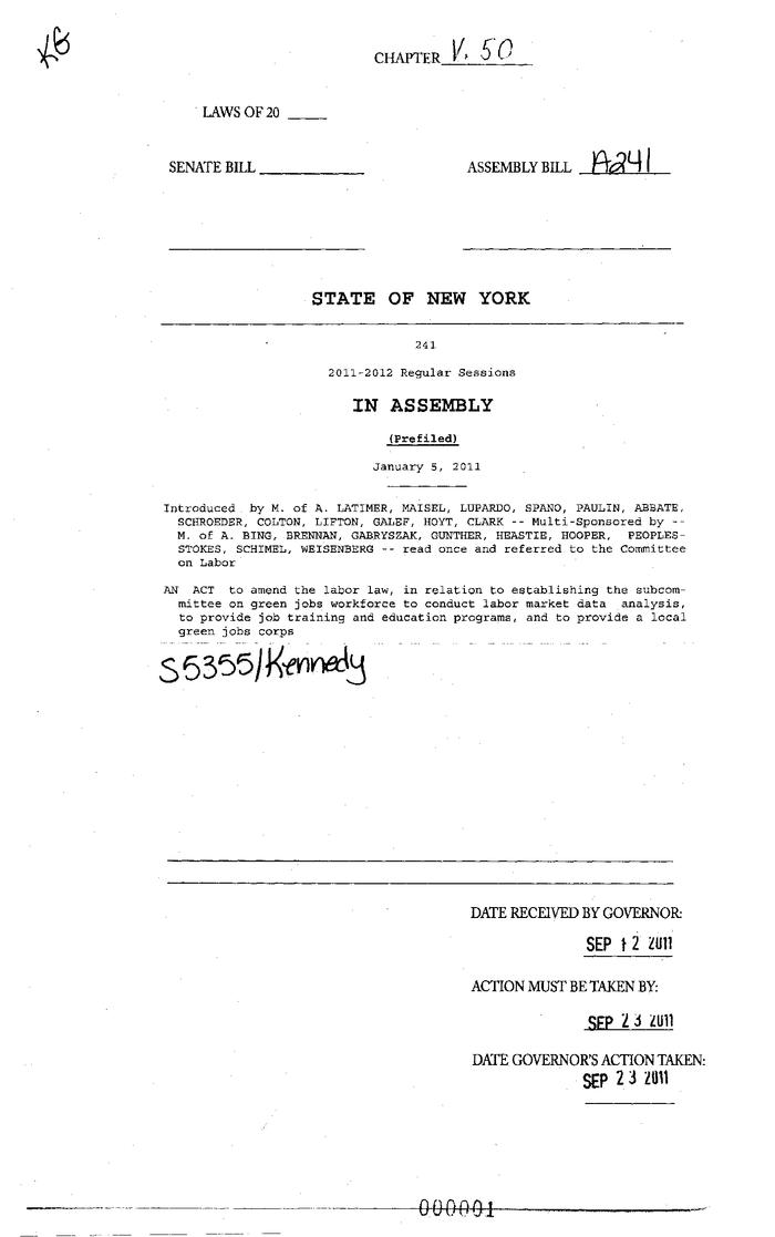 NYS Bill and Veto Jackets: 2011, Veto 50