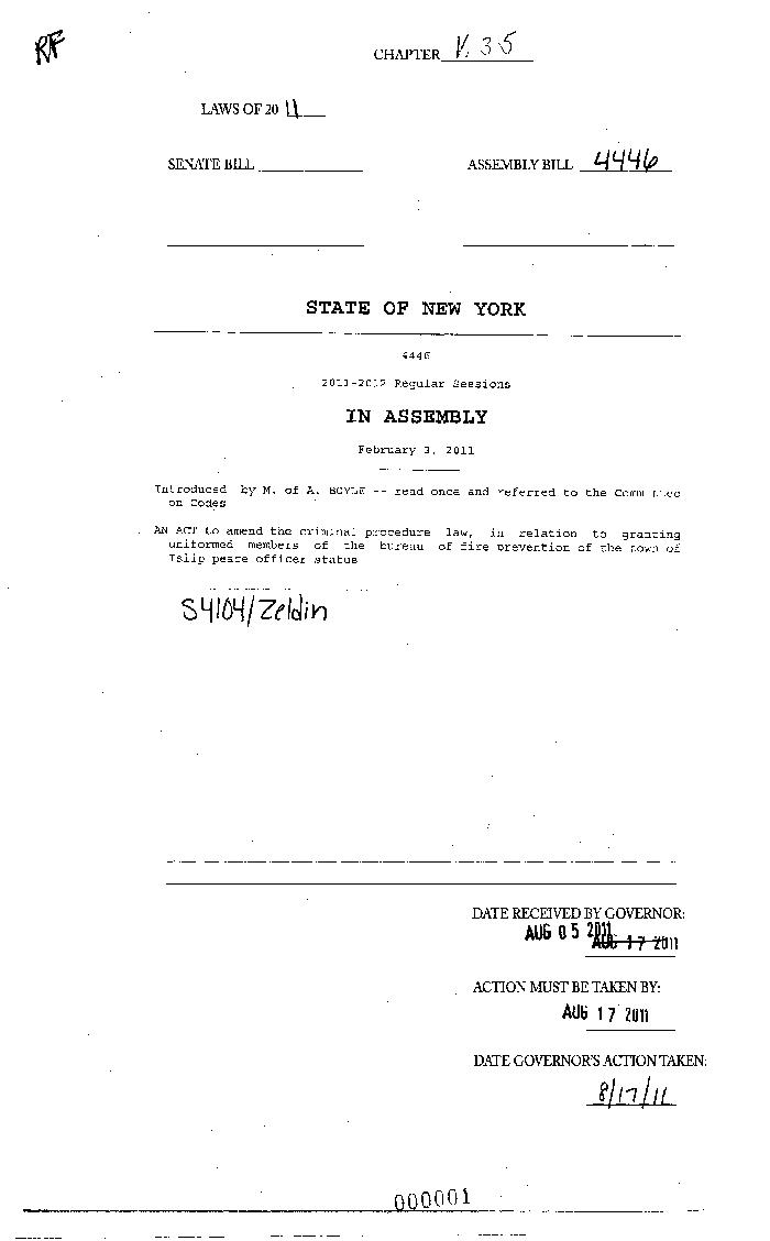 NYS Bill and Veto Jackets: 2011, Veto 35