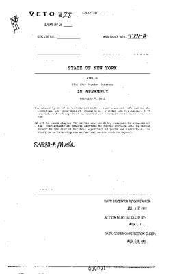 NYS Bill and Veto Jackets: 2011, Veto 28