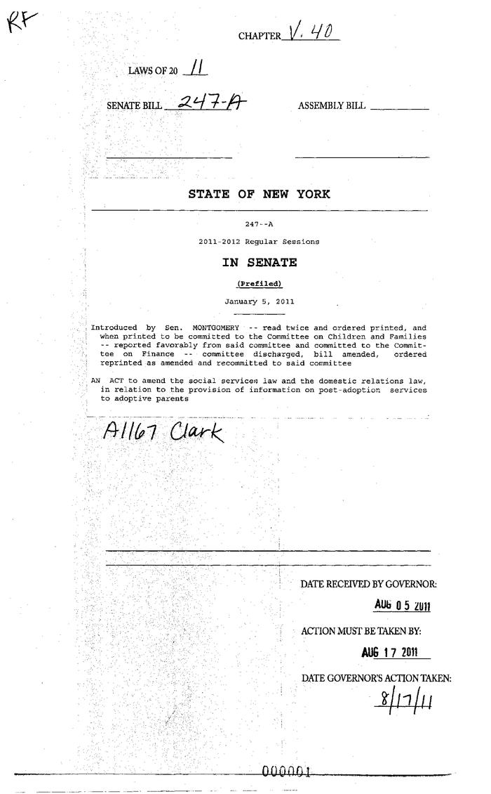 NYS Bill and Veto Jackets: 2011, Veto 40