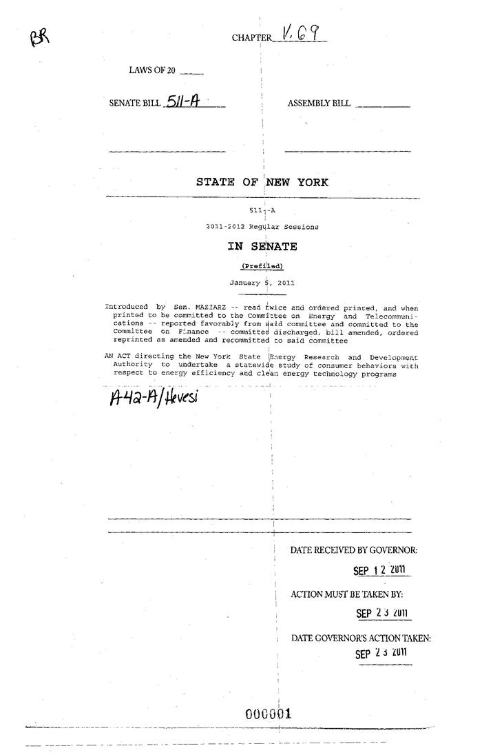 NYS Bill and Veto Jackets: 2011, Veto 69