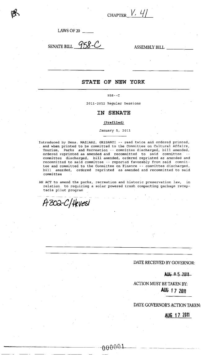 NYS Bill and Veto Jackets: 2011, Veto 41