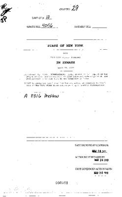 NYS Bill and Veto Jackets: 2010, Chapter 29