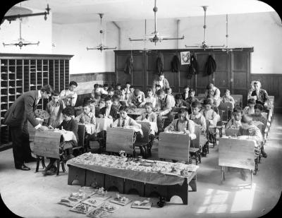 Clay modeling class at Public School No. 147 in New York City