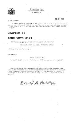 NYS Bill and Veto Jackets: 2010, Line Item Vetoes 121-170