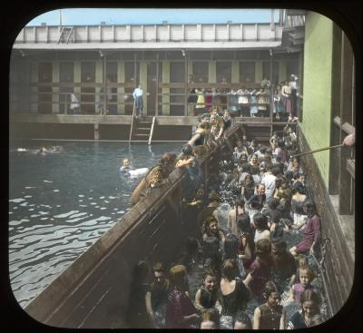 Beginners at girls swimming school in New York City