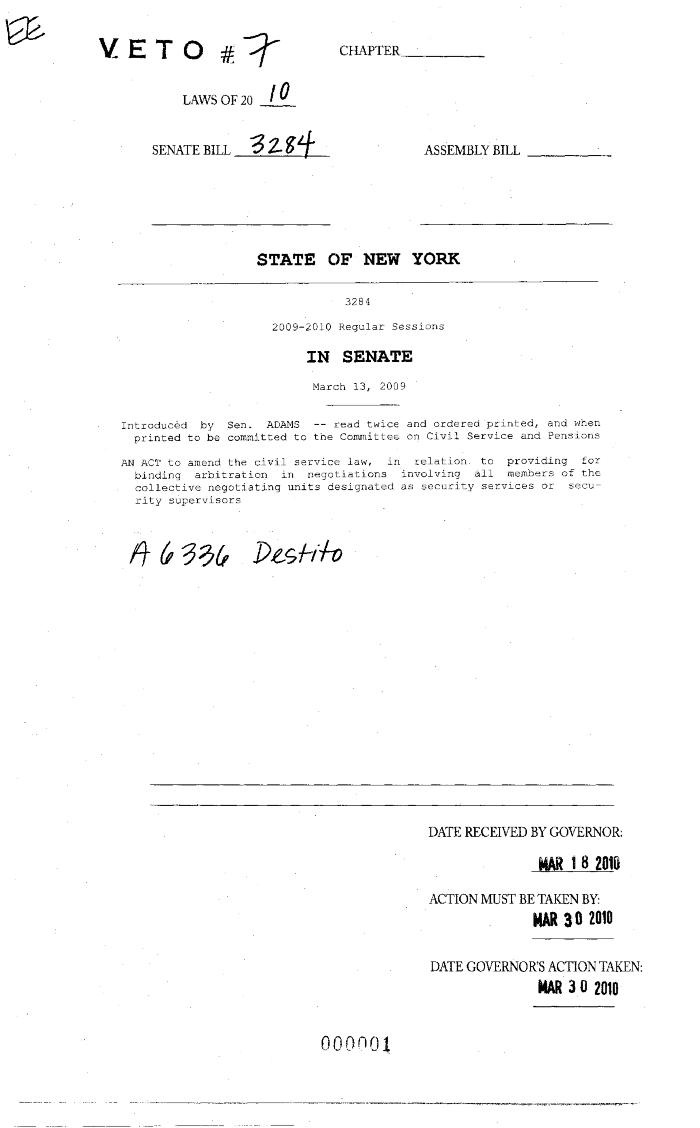 NYS Bill and Veto Jackets: 2010, Veto 7