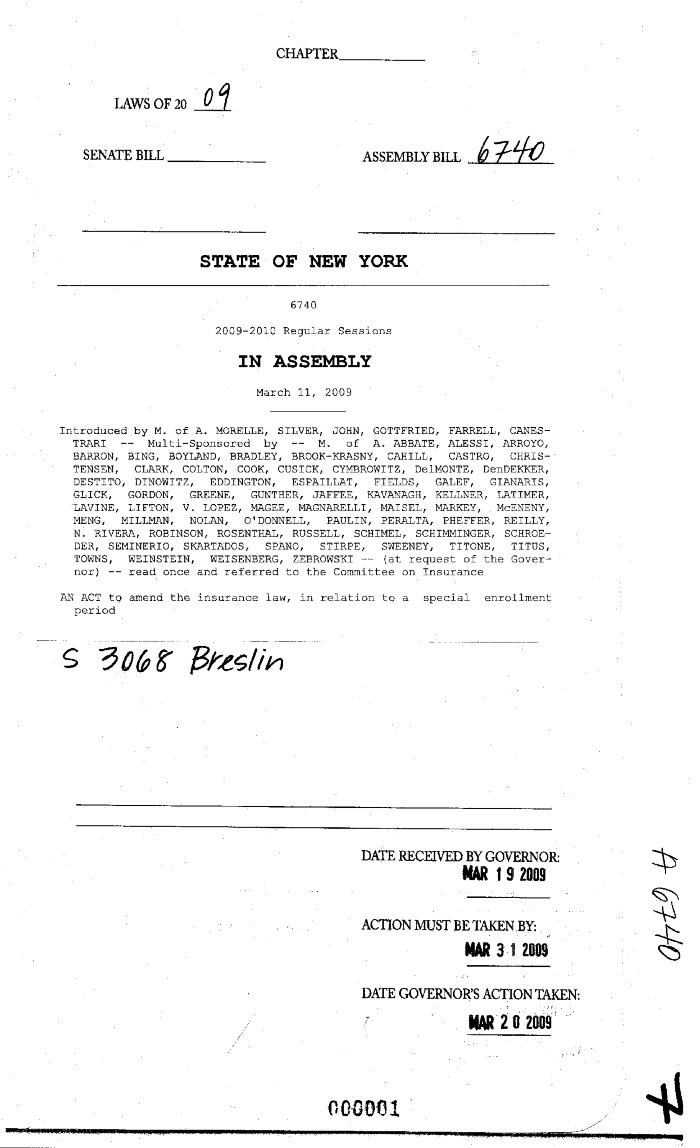 NYS Bill and Veto Jackets: 2009, Chapter 7