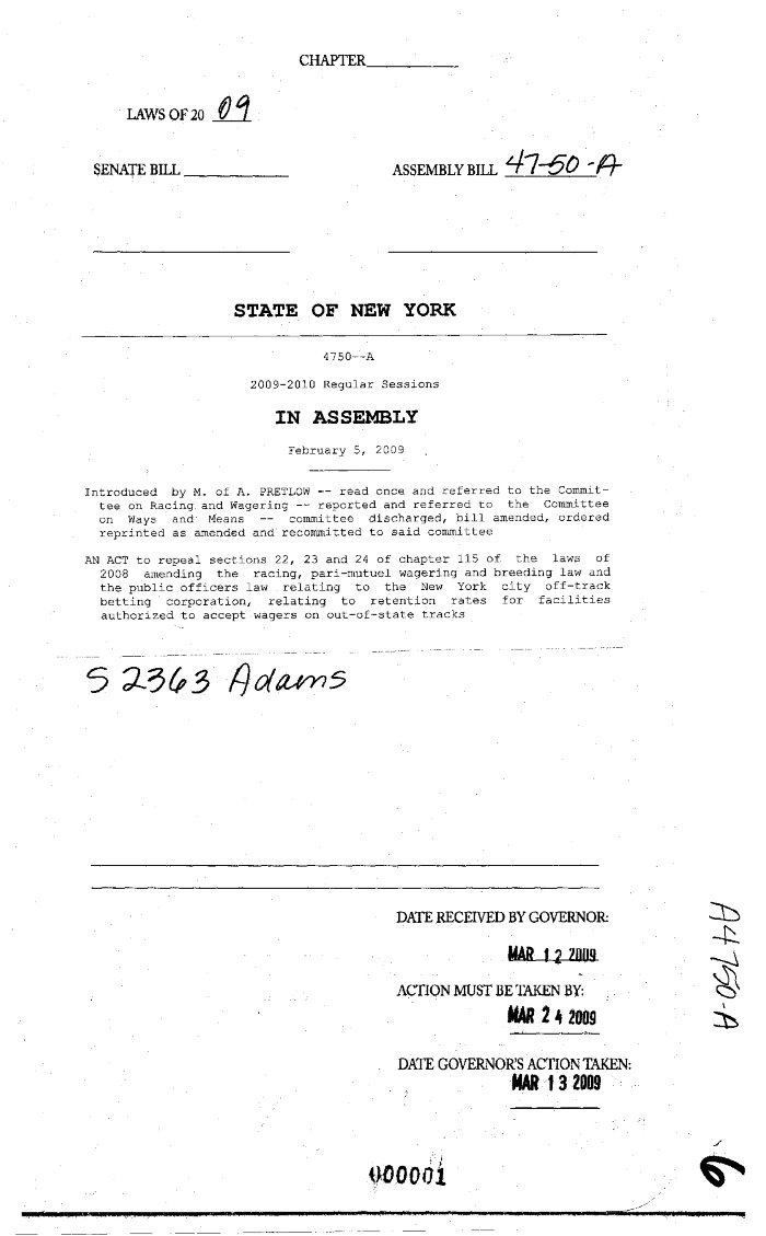 NYS Bill and Veto Jackets: 2009, Chapter 6