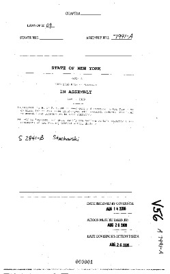 NYS Bill and Veto Jackets: 2009, Veto 56