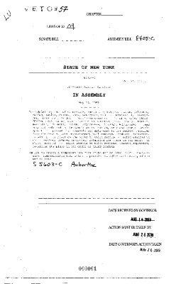 NYS Bill and Veto Jackets: 2009, Veto 57