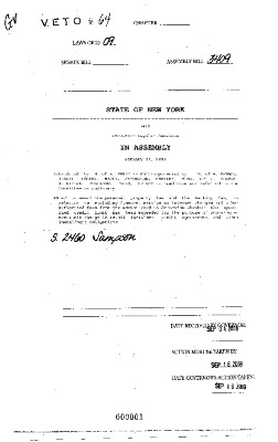 NYS Bill and Veto Jackets: 2009, Veto 64