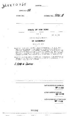 NYS Bill and Veto Jackets: 2009, Veto 65