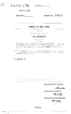NYS Bill and Veto Jackets: 2009, Veto 76