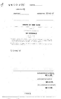 NYS Bill and Veto Jackets: 2009, Veto 75