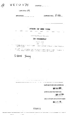NYS Bill and Veto Jackets: 2009, Veto 74