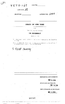 NYS Bill and Veto Jackets: 2009, Veto 69