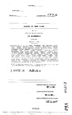NYS Bill and Veto Jackets: 2009, Veto 60