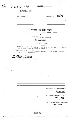 NYS Bill and Veto Jackets: 2009, Veto 66