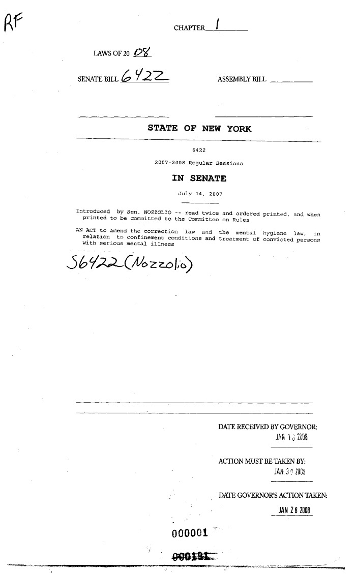 NYS Bill and Veto Jackets: 2008, Chapter 1