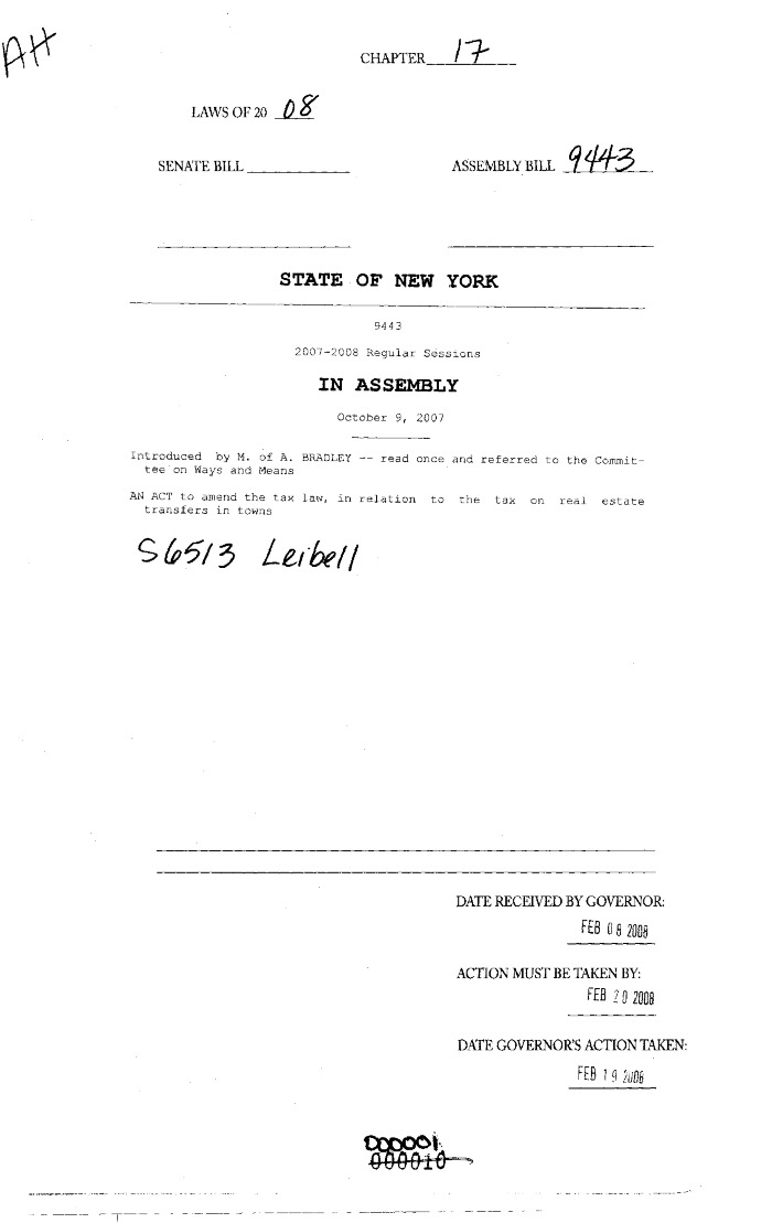 NYS Bill and Veto Jackets: 2008, Chapter 17