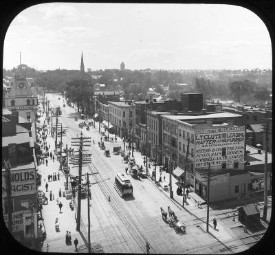 State Street & panorama from Edison Hotel in Schenectady