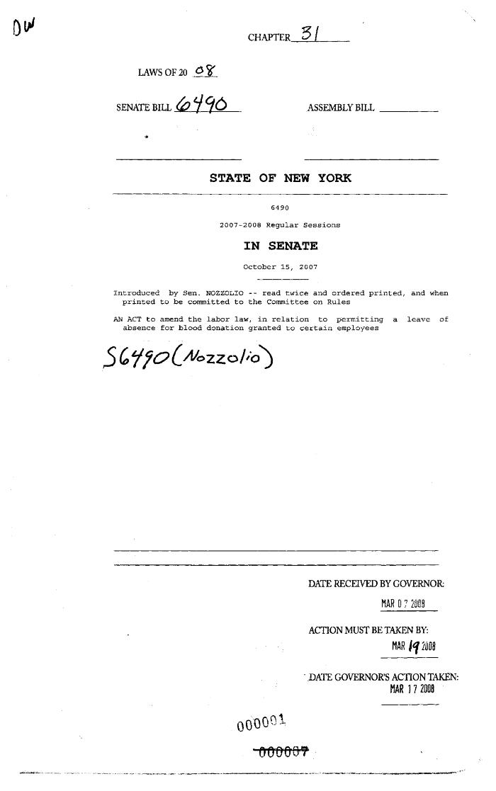 NYS Bill and Veto Jackets: 2008, Chapter 31