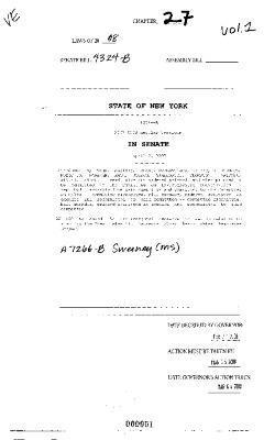 NYS Bill and Veto Jackets: 2008, Chapter 27