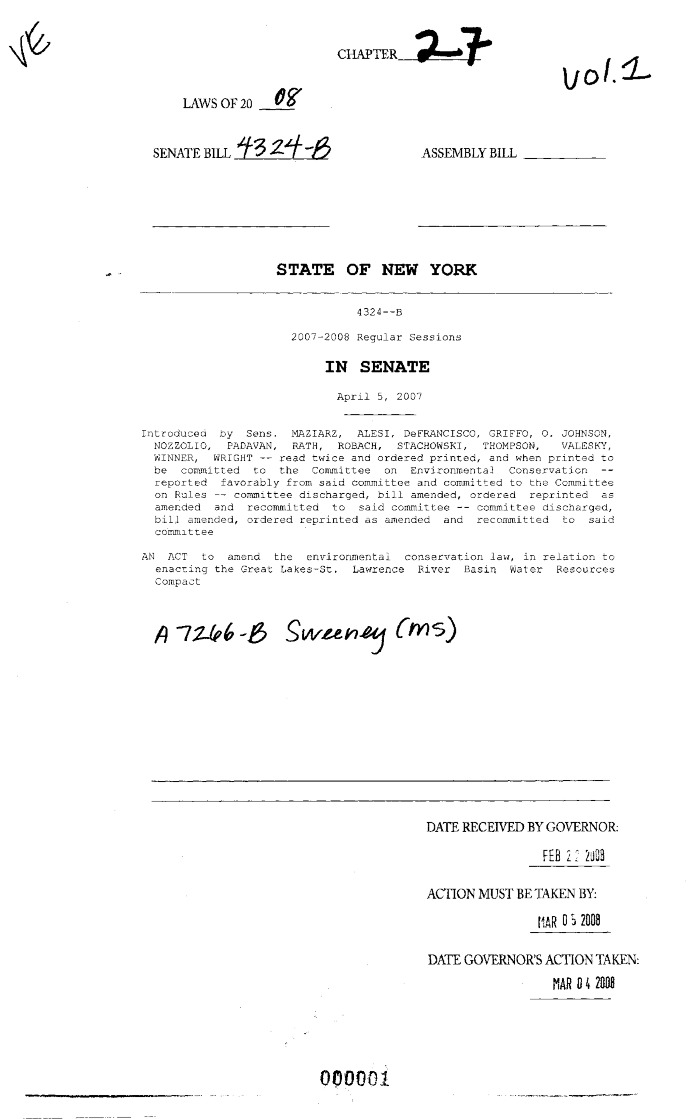 NYS Bill and Veto Jackets: 2008, Chapter 27