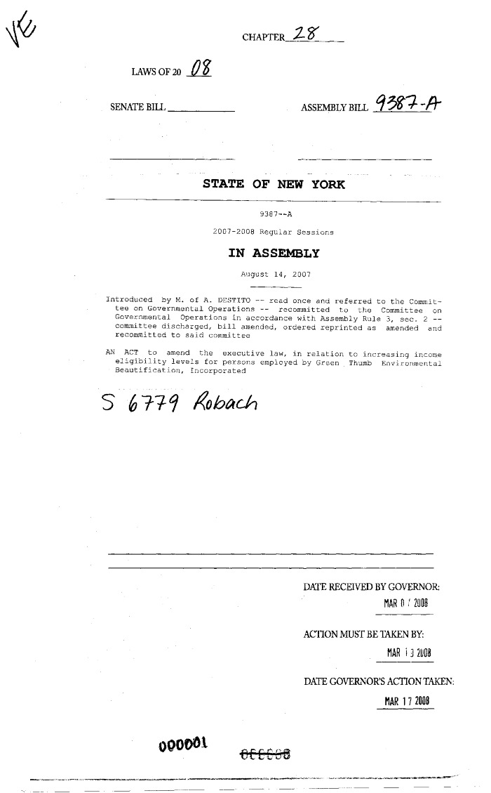 NYS Bill and Veto Jackets: 2008, Chapter 28