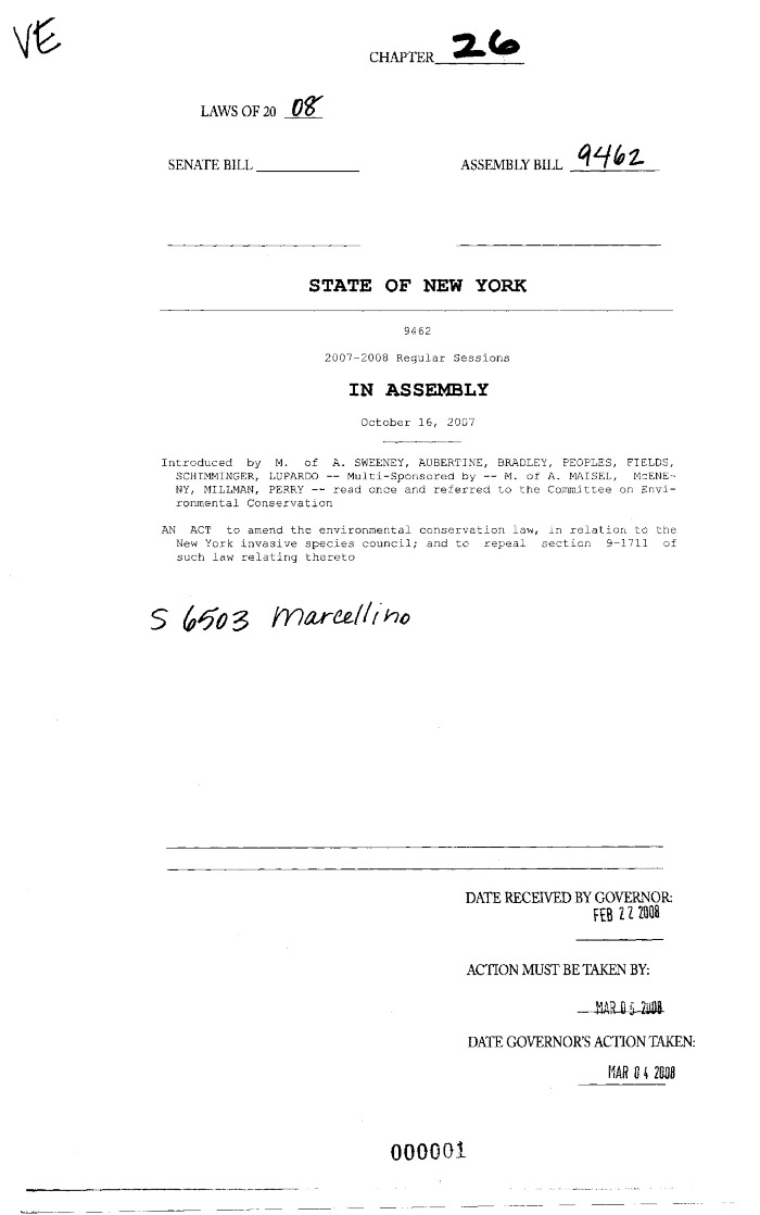 NYS Bill and Veto Jackets: 2008, Chapter 26