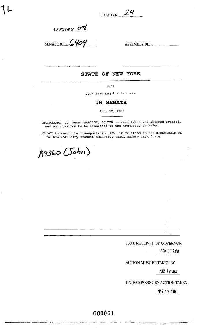 NYS Bill and Veto Jackets: 2008, Chapter 29