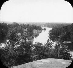 N.Y. Thousand Islands. Panorama North from Ball Rock.