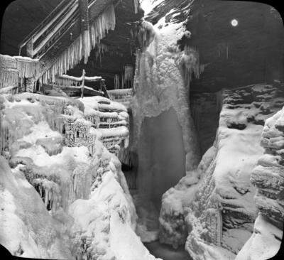 N.Y. Watkins Glen. Cavern Cascade, Winter.