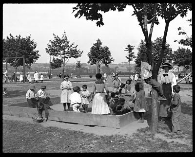 Children Playing in Sandbox, Albany, New York