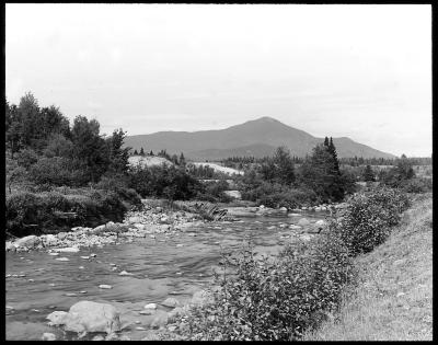 View Northeast down West Branch of the Ausable, Whiteface in Distance