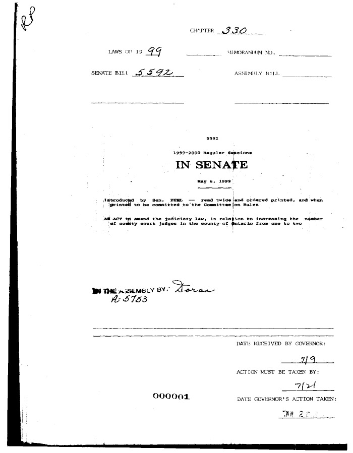 NYS Bill and Veto Jackets: 1999, Chapter 330
