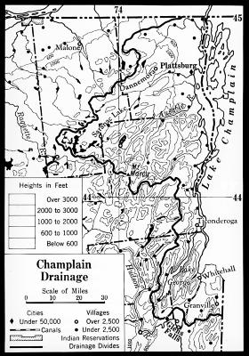 Physical Map of Champlain Drainage in New York (color layers)