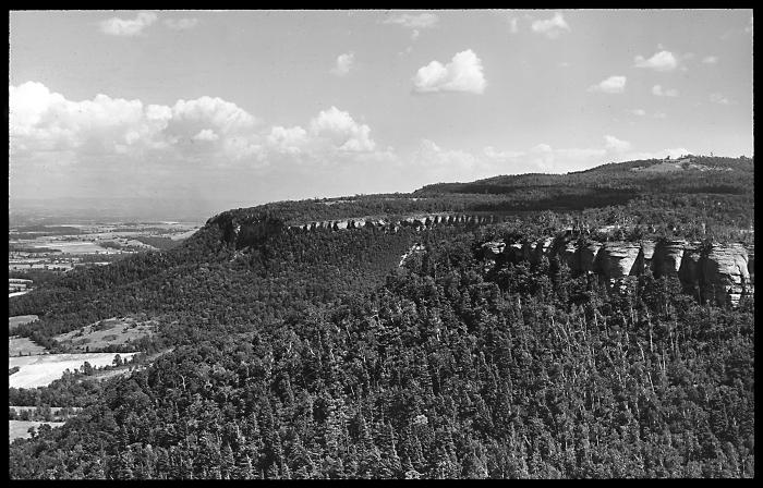 View Southeast along Helderberg Escarpment Showing Outcrop of Limestone Rock, Near Altamont, New York.