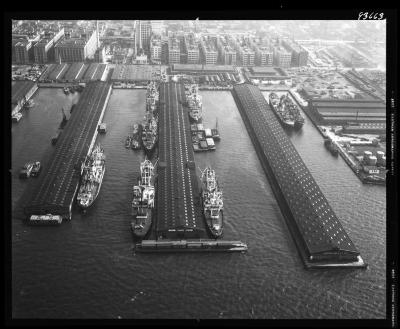 Cargo ships at New York piers