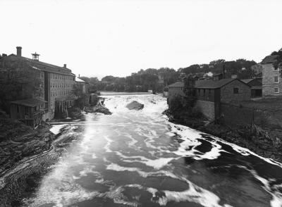 Power Dam and Factories, View Upstream, Keeseville, New York